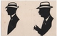 SILHOUETTE. 2 HOMMES Avec CHAPEAU. COLLAGE. HENRI HARRISON . SILHOUETTISTE. EXPOSITION De BRUXELLES 1910. - Silueta