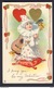 St VALENTINE'S DAY ~ I PRAY YOU BE MY VALENTINE Boy Dressed As A Clown, Guitar, Red Pillow, Gold & Red Hearts - Saint-Valentin