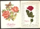 K USSR Soviet Russia - FLORA Butterfly Flowers Rose Roses Illustration 2psc. Postcard 1968 - 1982 - Bloemen