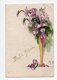 Bonne Annee: Carte Peinte à La Main Signee M.H., Bouquet De Clematites Dans Un Vase (19-52) - Nouvel An