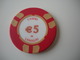 Casino Chip Fiche 5€  Casino De Lamalou Les Bains France - Casino