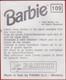 Vintage 1993 Barbie Mattel Panini Nr. 109 Sticker Autocollant  Aufkleber Adesivo - Autocollants
