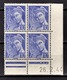 FRANCE 1942 - BLOC DE 4 TP  Y.T. N° 546 COIN DE FEUILLE / DATE   - NEUFS** - Neufs