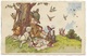 Hunter Resting - Boy,& Dog Asleep Against Tree - Postmark 1927 - Degami - Picnic, Gun, Birds, Rabbits - 1900-1949