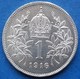 AUSTRO-HUNGARIAN EMPIRE - Silver Corona 1916 KM# 2820 Franz Joseph I - Edelweiss Coins - Autriche