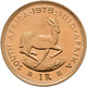 Südafrika - Anlagegold: Lot 2 Goldmünzen: 1 Rand 1978, KM# 63, Friedberg 12, 3,99 G, 917/1000 Gold, - Afrique Du Sud