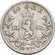 Norwegen: Oscar II. 1872-1905: Lot 3 Münzen: 10 Öre / 3 Sk. 1874, KM# 345; 50 Öre / 15 Sk. 1874, KM# - Norwegen