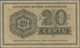 Lithuania / Litauen: 20 Centu 1922, P.11a With Small Repaired Tear At Lower Left, Otherwise Unfolded - Litauen