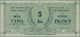 New Hebrides / Neue Hebriden: 5 Francs 1944 P. 1, With Vertical Folds, Crisp Paper, No Holes Or Tear - Neue Hebriden