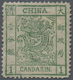 China: 1878, Large Dragon Thin Paper 1 C. Green, Split Top Frame Line (Chan 1h), Unused Mounted Mint - Other & Unclassified
