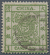 China: 1878, Large Dragon Thin Paper, 1 C. Yellow Green, Deep Impressio, Broken Frame Right Of "tsin - Other & Unclassified