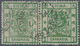 China: 1878, Large Dragon Thin Paper 1 Ca. Deep Green, A Horizontal Pair Setting 3 Clichés 5-4, Used - Sonstige & Ohne Zuordnung