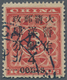 China: 1897, Red Revenue, Large 4 Cents On 3 C., Canc. Large Dollar Blue "(SHAN)GHAI .. AP 97" (Mich - Sonstige & Ohne Zuordnung