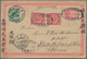 China - Ganzsachen: 1898, Card ICP 1 C. Uprated Coiling Dragon 2 C. (2) Tied Oval "KIAOCHOW OCT 10 1 - Postcards