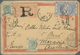 China - Ganzsachen: 1898, Card CIP 1 C. Reply Part Uprated Coiling Dragon 5 C. Flesh (pair) Canc. Bo - Postcards