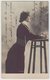 C1900s LINA CAVALIERI OPERA Star SIDE PORTRAIT, PURPLE DRESS PC CPA - Artistes