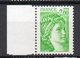 - FRANCE Variété N° 1977b ** - 2 F. Vert-jaune Type Sabine 1977-78 - SANS PHOSPHORE - Signé CALVES - Cote 20 EUR - - Neufs