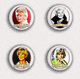 Doris Day Movie Film Fan ART BADGE BUTTON PIN SET 3  (1inch/25mm Diameter) 35 X - Films