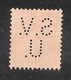 Perfin/perforé/lochung Switzerland No YT203 1925-1942 William Tell  S.V.  U.   Schweizerische Volksbank Uster - Perforés