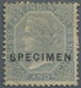 Indien: 1866 QV 6a8p. Slate Optd. "SPECIMEN" In Black, Unused Without Gum, With A Little Thin On Bac - 1852 Provincie Sind