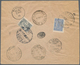 Irak - Stempel: 1914, "KERBELA" C.d.s. On Registered Cover Bearing 1 Pia. Blue And 2 Pia. Slate 1913 - Irak