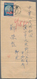 Korea-Nord: 1952/55, Peace Propaganda 20 W. Perf. Tied "Nanpo 55.4.13" To Cover To Wuhan/China W. Ap - Korea (Noord)