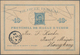 Macau - Ganzsachen: 1894, Card 10 R. Blue (2) Canc. "MACAU 7-SEP 94" Resp. "20-OCT 94"to Basel Missi - Postal Stationery