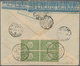 Saudi-Arabien: 1917, Registered Cover Bearing Two Blocks Of Four 1/4 Pia. Green, On Front And Revers - Saudi Arabia