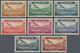 Syrien: 1934, 10 Years Republic Air Mail Issue 10 Proofs Without Value In Issued Colors, Mint Hinged - Siria