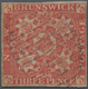Neubraunschweig: 1851, Royal Crown And Heraldic Flowers 3d. Bright Red Imperforate With Full Margins - Brieven En Documenten