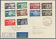 Triest - Zone B: 1954, 5 First Day Covers Ex Michel-No. 110/138, Four Of Them Postally Used Includin - Used