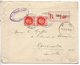 Paire 3F Pétain Sur Lettre Recommandée Du 3e échelon De 1942 - Enveloppe Réutilisée (recommandée 1f50 X3) - 1921-1960: Periodo Moderno