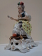 Delcampe - Antigua Figura De Porcelana (licorera, Bote). Mujer Sentada Con Abanico Y Perro. Estilo Viejo París. - Otros & Sin Clasificación