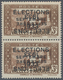 Andorra - Französische Post: 1933, "ELECTIONS" Overprints, Private Issue, 3c. Brown As Vertical Pair - Autres & Non Classés