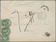 Belgien: 1873. Envelope Addressed To France Bearing Yvert 30, 10c Green (strip Of Three, Left Stamp - Briefe U. Dokumente