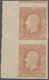 Belgien: 1869, King Leopold II. 5 Fr. Yellow-brown, Imperforated Vertical Proof Pair With Sheet Marg - Lettres & Documents