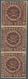 Dänemark: 1853 "Fire R.B.S." Dark Reddish Brown From 2nd Thiele Printing, Plate II, VERTICAL STRIP O - Used Stamps