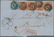 Dänemark: 1854. 2 S Blue(damaged On Top) + 1863, Rouletted Issue 4 S Brown Horizontal Strip Of 3 And - Gebraucht