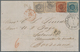 Dänemark: 1860, Square Issue (1854-57) 16s. Grey-violet Horizontal Pair Used Along With 4s. Brown An - Used Stamps