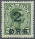 Dänemark - Färöer: 1919 "2 ØRE" On 5øre Green, MINT NEVER HINGED, With A Normal Slightly Rough Perfo - Féroé (Iles)