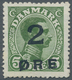 Dänemark - Färöer: 1919 "2 ØRE" On 5øre Green, MINT NEVER HINGED, With A Normal Slightly Rough Perfo - Färöer Inseln