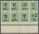 Dänemark - Färöer: 1919, 2 ö. On 5 ö. Green, Horizontal Block Of 8 With Sheet Margins At Bottom Empt - Faroe Islands