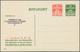 Dänemark - Ganzsachen: 1953 Unused Postal Stationery Card With Additional Printing Of 2 Öre Next To - Entiers Postaux