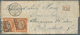 Frankreich: 1856, 40 C Red-orange Pair Cancelled With Grid-/rhonbus And Double Circle Postmark Paris - Lettres & Documents