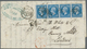 Frankreich: 1862/1864. 20 C Blue, Horizontal Strip Of Four, Annullated By Dotted Numeral 2046, Cds L - Covers & Documents