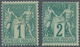 Frankreich: 1876, Allegory 1 C. Green And 2 C Green In Type I, Mint, (M€1.770,-). - Covers & Documents