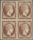 Griechenland: 1861, 1 Lepta Chestnut, First Athens Printing, Unused Block Of Four With Full Original - Autres & Non Classés