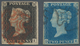 Großbritannien: 1840 1d. Black, Lettered E-I, Cancelled By Fine Strike Of Red MC, And 2d. Blue, Lett - Autres & Non Classés