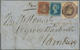 Großbritannien: 1855 Letter From London To Hamburg Bearing Embossed 6d. Purple (cut Square) And 1855 - Autres & Non Classés