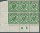 Großbritannien: 1911, ½d. Yellow-green, Marginal Bock Of Six From The Lower Left Corner Of The Sheet - Other & Unclassified